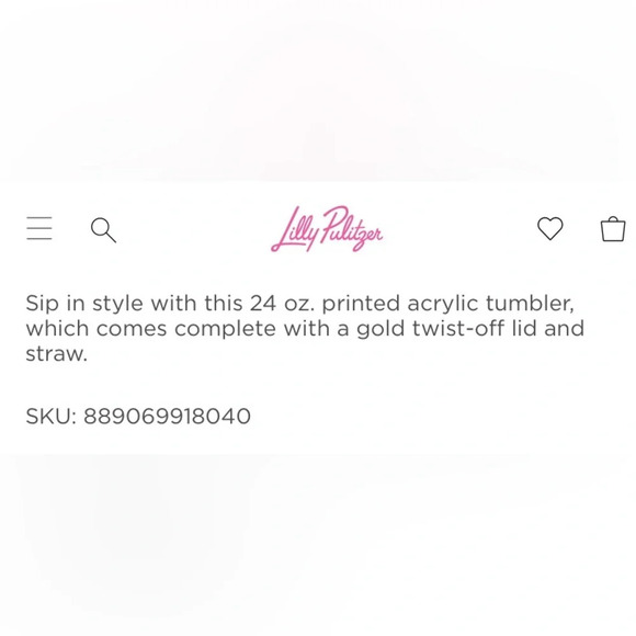 LILLY PULITZER Walking On‎ Sunshine Tumbler with Straw 24oz. - Picture 5 of 5